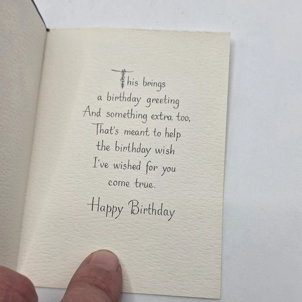 Hallmark Birthday Card Vintage Mini Floral Bouquet‎ Purple Bow USA Retro